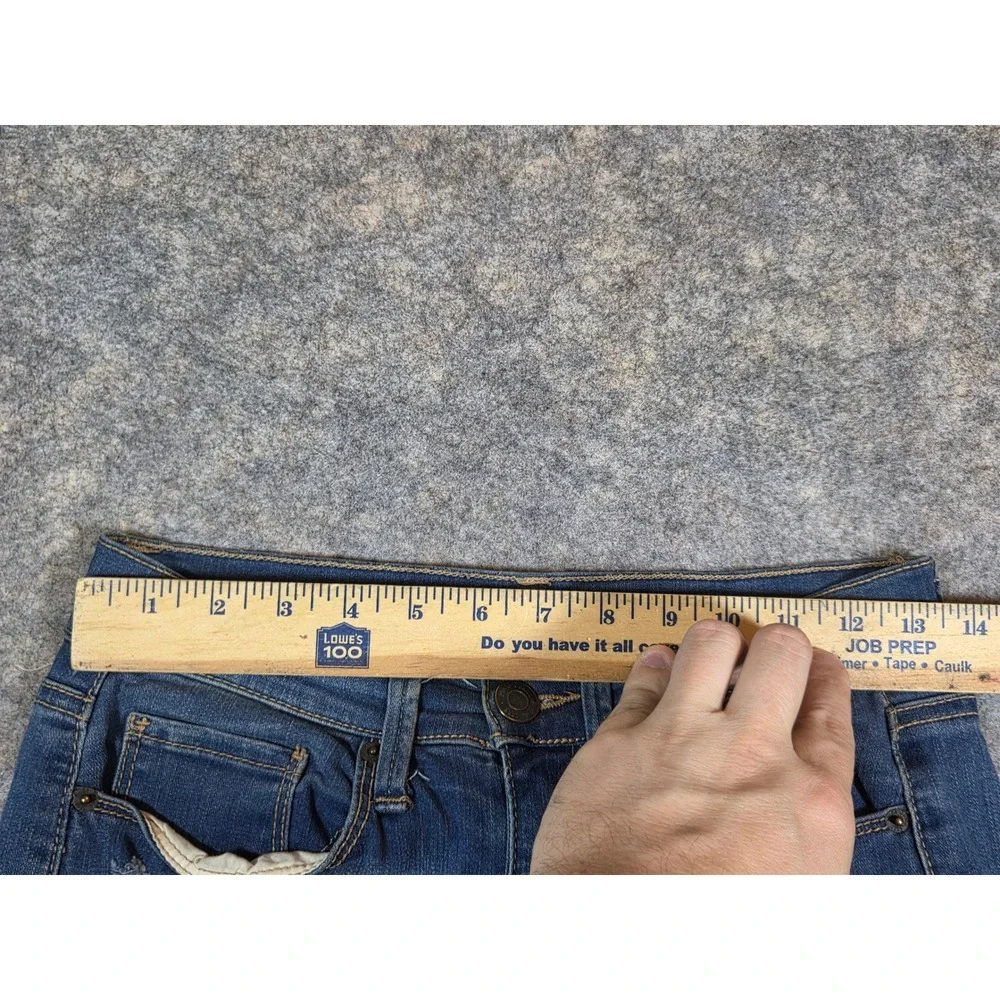 Y2K Mudd FLX Stretch Low Rise Skinny Jeans Medium Wash Distressed Denim Womens 5 - Picture 7 of 15